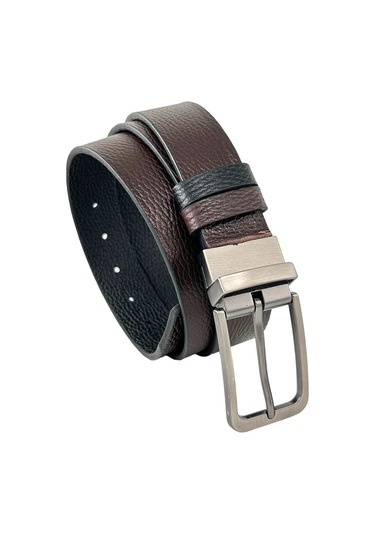 Kahvrengi Siyah Çift Taraflı Hakiki Deri 3.5 Cm.lik Klasik Kemer - 300-809 Lacivert