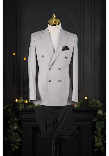 Sir Regular Fit Çift Yırtmaç Astarlı Erkek Kruvaze Tek Ceket 001