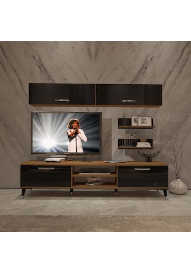 Decoraktiv Eko 5 Mdf Dvd Silver Tv Ünitesi Tv Sehpası Ceviz - Siyah