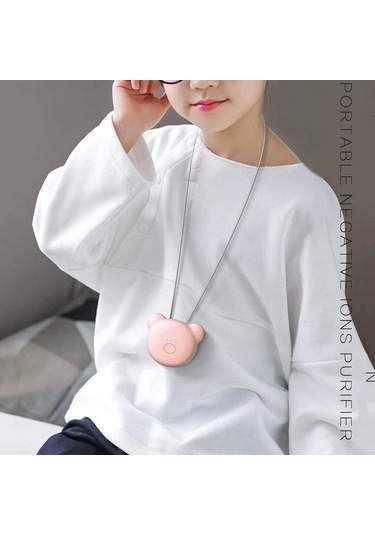 Çocuklar İçin Mini Ayı Tarzı Boyun Formaldehit Negatif İyon Pm2.5 Temizleme Hava Temizleme Cihazı Pembe