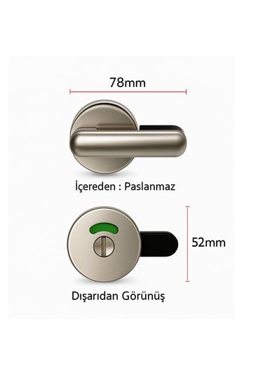 Ayrıntıshop Wc Tuvalet Kapı Kilitleri Yeşil Kırmızı Aç Kapa Paslanmaz Paslanmaz Çelik
