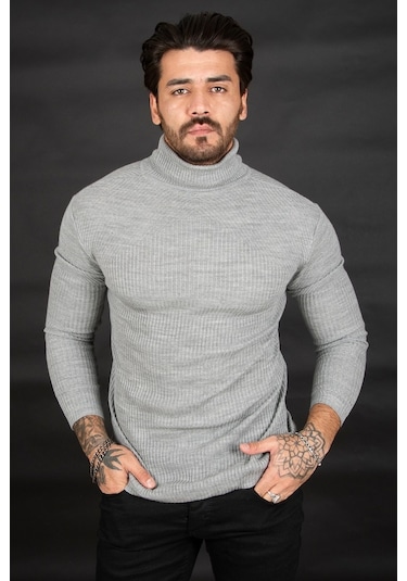 Deepsea Erkek Gri Balıkçı Yaka Örme Kazak 2100016 Gri