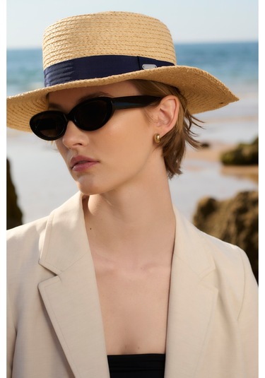 Barbour Lily Hasır Şapka Be11 Natural/navy Bej