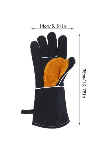 Techbloom Xl Siyah Turuncu Dikişli Dayanıklı Deri İş Eldiveni Kaynak Bahçe Çiftlik Sürüş İçin
