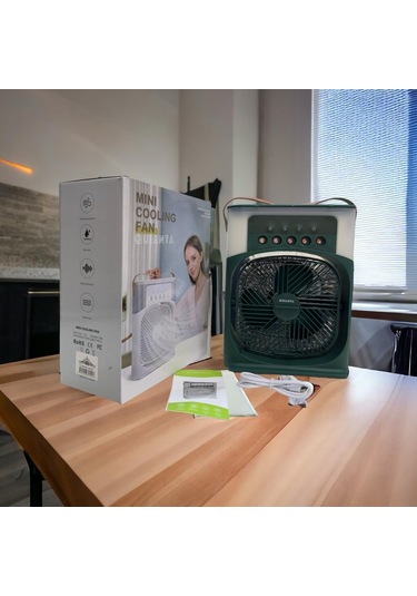 Skycity Usb Taşınabilir Mini Hava Soğutucu Nemlendirici: Renkli Led Işık, Zamanlayıcı, 3 Hız & 3 Sprey Modu - Ofis Ve Ev İçin Yeşil