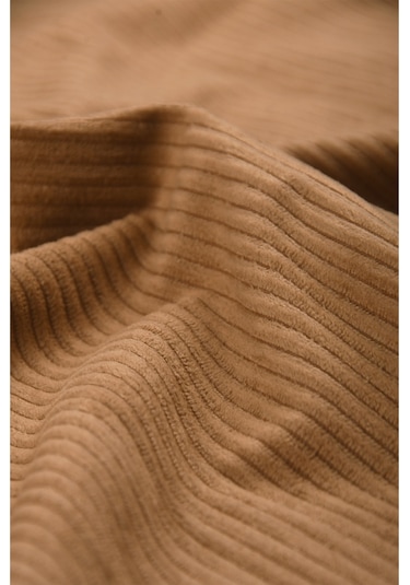 Deepsea Camel Cepli Likralı Kadife Kumaş Rahat Kesim Erkek Gömlek Yumuşak Dokulu, Şık Tasarım Gömlek 2600759 Camel