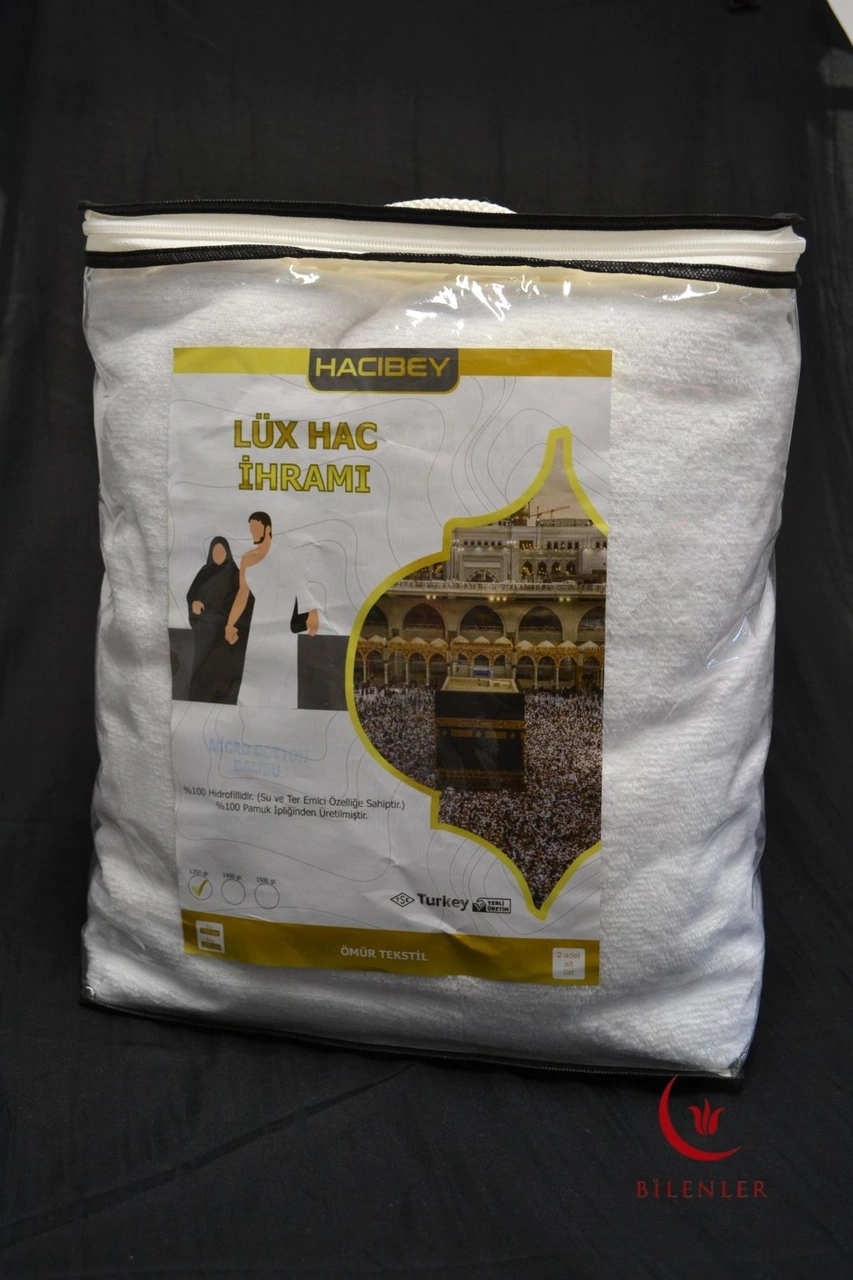 Lux Hac İhramı - %100 Pamuk, Yüksek Emicilik, 2 Parça Beyaz