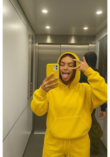 Unisex Düz Renk Sweatshirt Sari
