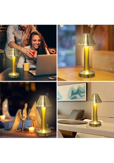 Reedark Masaüstü Metal Dekoratif Led Lambası - Usb Şarjlı Dokunmatik Kontrol - Üç Renkli Işık Ve Sürekli Parlaklık Regülasyonu - Uzay Gümüşü Gümüş