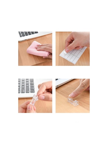 200lü Şeffaf Kablo Sabitleyici Düzenleyici Duvar Klipsi Yapışkanlı Kablo Organizer Tutucu Toplayıcı