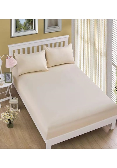 Ranforce Kumaştan Krem Renkli Tek Kişilik Çarşaf Takımı