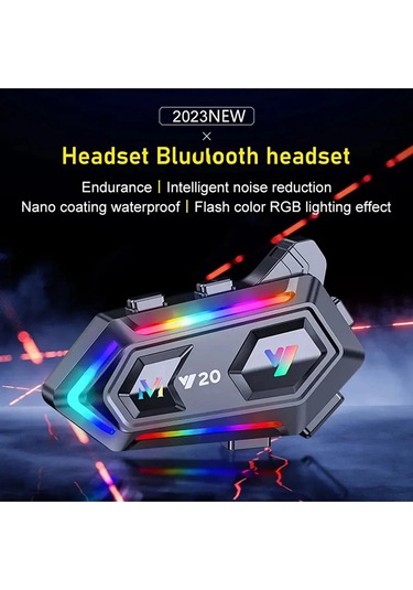 Y20 Motor Kurye Kask Kulaklık Rgb Modlu Bluetooth Motosiklet Kulaklık 5.3 Bluetooth Interkom