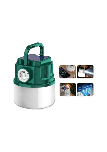 Cbtx C52 Çok Fonksiyonlu El Feneri Güneş Enerjisi Kamp Işığı Zumlanabilir Ipx6 Usb Çıkışlı Su Geçirmez Çadır Lambası, Gösterge Yeşil