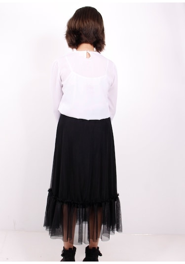 Toontoy Kız Çocuk Fırfırlı Etek Siyah