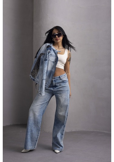 Wj233 Women Jeans Jacket Iceblue