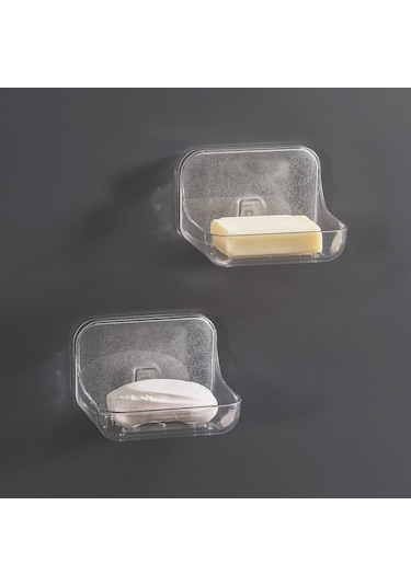 Banyo Mutfak İçin Delme Gerektirmeyen Duvara Monte Yapışkanlı Sabunluk Yarı Saydam Plastik Diğer