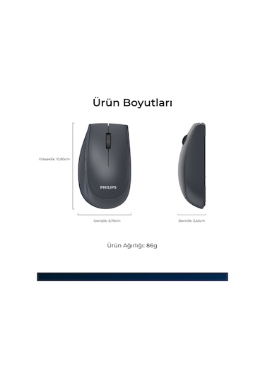 Philips SPK7627 Kablosuz Bluetooth Dual Mod 1600DPI 5 Tuşlu Sessiz Optik Mouse
