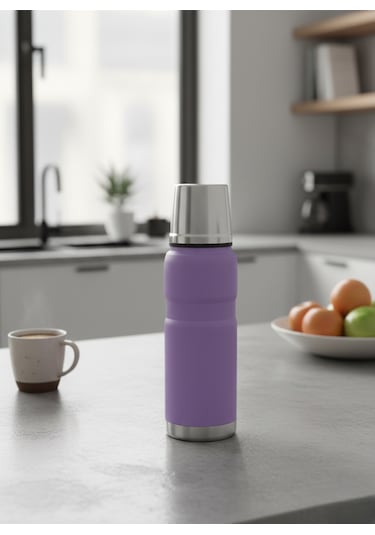 Ckr2052 500 Ml Çift Kat Sızdırmaz Paslanmaz Çelik Termos 12 Saat Sıcak, 24 Saat Soğuk Koruma Lila