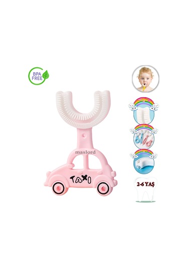 Mas Lord U Tipi Yeni Nesil Diş Fırçası - Pembe - Araba Model  2-6 Yaş