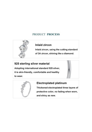 Bsr620 S925 Sterling Silver Platinum-plated Shining Zircon Ring 8 Çok Renkli