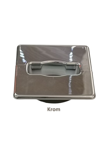 Adilon Masaüstü Kablo Kanalı Deliği Kapağı, Kare, Krom 6 Cm