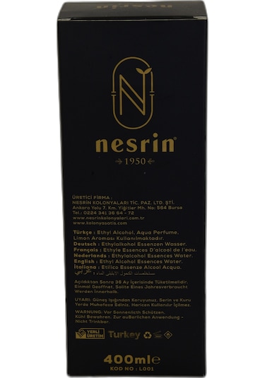 Nesrin 80 Derece Özel Seri Kutulu Pet Şişe Limon Kolonyası 400 ML