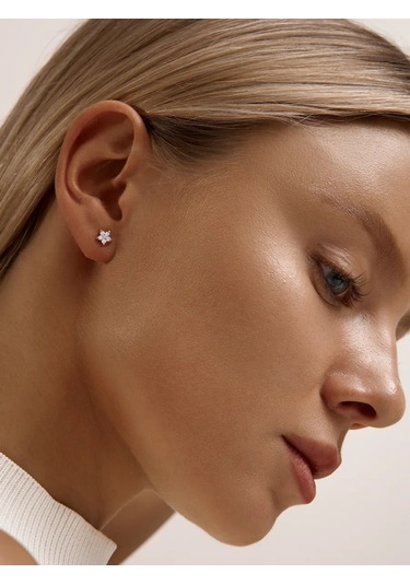 Zoloto Russkih 925 Ayar Gümüş Sünger Taşlı Helix Labret Küpe Piercingi 156113793 Gri