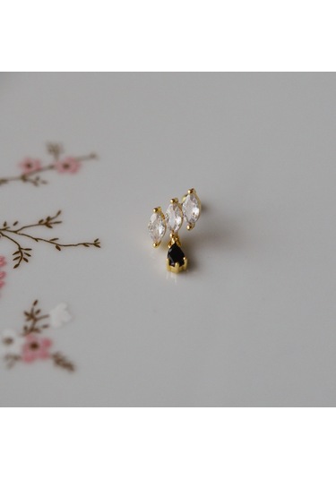 Heppii Taş Sallantılı Helix Piercing Kıkırdak Cerrahi Çelik Gold Renk