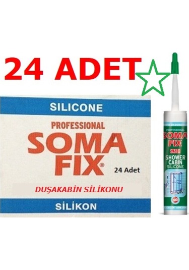 24 Adet Duşakabin Silikonu Şeffaf Somafıx 320 Gr Nötr Kararmaz Şeffaf
