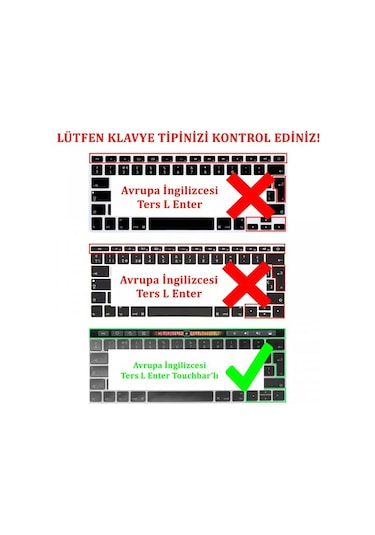 MacBook Uyumlu Pro 13' 2020 A2338 (M1) Silikon Klavye Koruyucu Touchbar