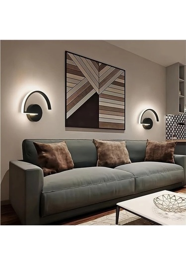 Fastbuy Siyah 3 Renkli Led Duvar Avizesi - Tv Arka Lambası - Yatak Odası Dekoru Siyah