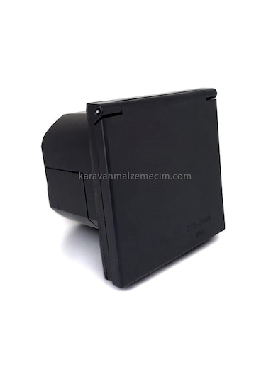 Dış Elektrik Prizi Kapaklı Gömme Emniyetli 16ah - Siyah