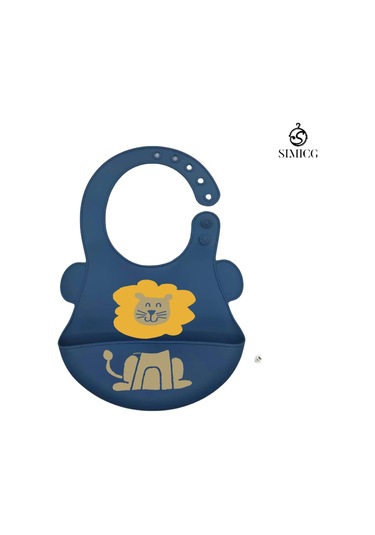 Koyu Mavi Renk Aslan Ailesi Desenli Silikon Önlük