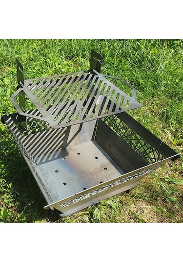 Portatif Ateş Çukuru Kademeli Izgaralı Bahçeniz İçin Dekoratif Siyah