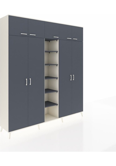 Hyperion Dolap 18 Raflı 9 Kapaklı 220x44x243 Aytaşı-antrasit/antrasit Antrasıt/antrasıt