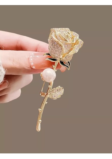 Beautiful Detail Orijinal Gül Desenli Broş 188001077 Altın Rengi