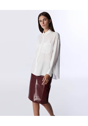 Twist Cepli Basic Ekru Kadın Gömlek Tw6250025081 Ekru