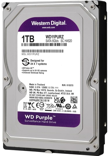 1 Tb Wd 3.5 Purple Sata3 5400rpm 64mb 7/24 Güvenlik Wd10purz 1tb