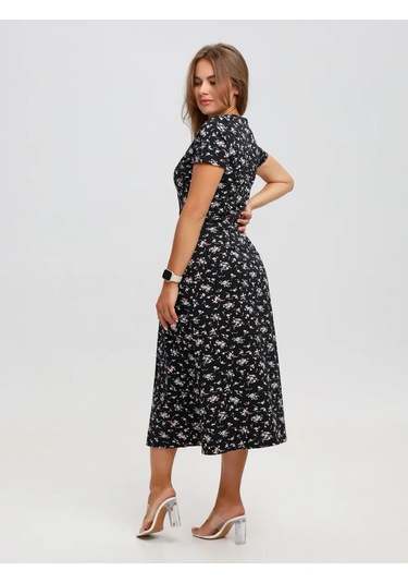 Toontex Düğmeli, Çiçek Desenli Yazlık Midi Elbis 444451011