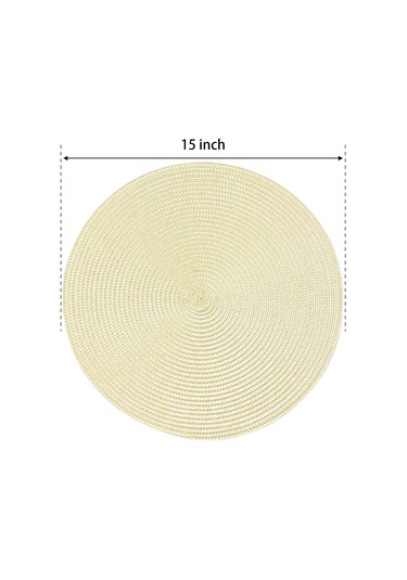 Xiaaokeji Yuvarlak Örgülü Amerikan Servis Takımı 6'lı Masa Örtüsü 15 İnç Bej Bej