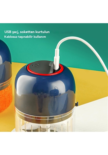 Sebze Doğrayıcı, Mini Mutfak Robotu, Sarımsak Kıyma Aracı Doğrama Sebze Biber Soğan Sarımsak Zencefil Baharat Et Bebek Maması, Mutfak Robotu Küçük, Mavi 270ml Koyu Yeşil