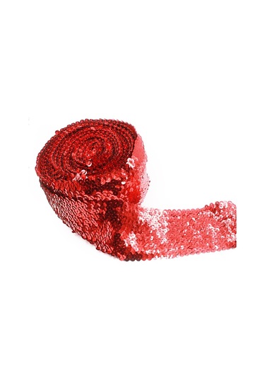 Zp000875 8 Satır Elastik Pullu Dantel Dokuma Dıy Giyim Aksesuarları, Uzunluk: 5m, Genişlik: 7.5cm Kırmızı