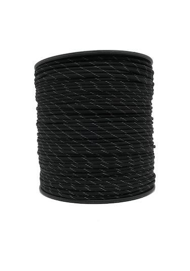Mg Ropes Paracord İp 4 Mm Reflektörlü Siyah No:47 10 Metre Çok Renkli