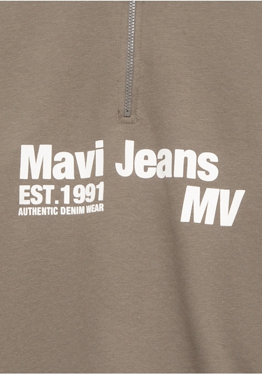 Mavi - Yarı Fermuarlı Haki Sweatshirt 6s10142-86961 Yeşil