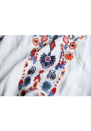 Kırmızı Nakış Pamuk Kadın Gömlek Yaz Ve Bahar Bluz Kadın Giyim İçin Giysi Tops