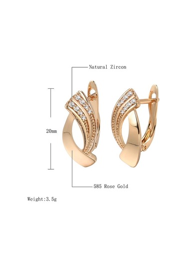 Gül Altın Basit Geometri Zirkon Küpe