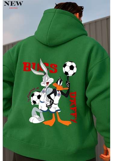 Bugs Daffy Baskılı Sweatshirt Yeşil