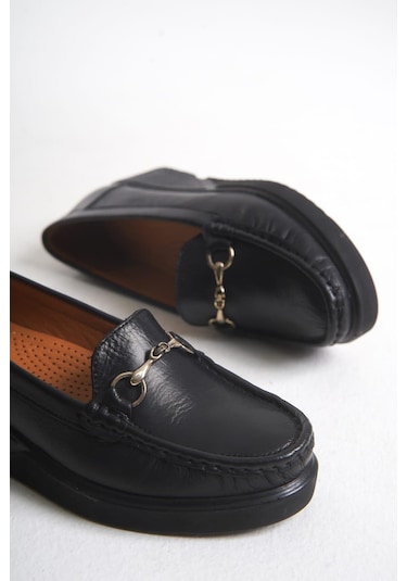 Büyük Numara Hakiki Deri Ortepedik Comfort Kadın Ayakkabı Siyah