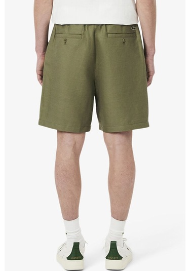 Lacoste Mens Reguler Fit Linen Blend Shorts Erkek Keten Şort Haki