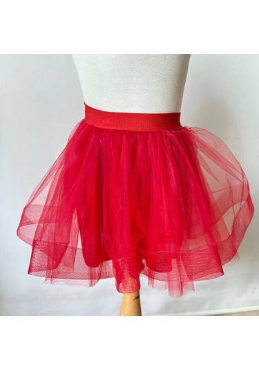 Gala Altı Grinli Kabarık Kız Çocuk Tütülü Etek Kırmızı